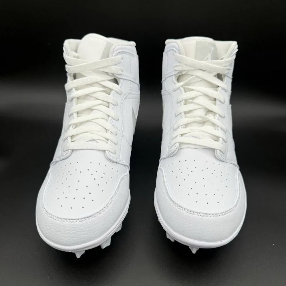 Nike Air Jordan 1 Mid TD White Grey Football Cleat FJ6805-101 Mens Size 9
